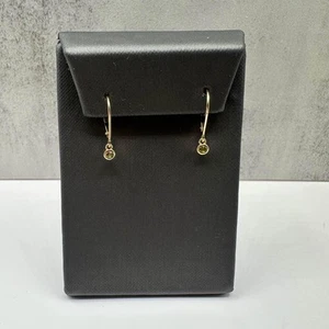 Bezel Set Peridot Drop Earrings in 14kt Yellow Gold - 0.16ctw, Lever Backs - Picture 1 of 5