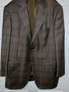 Herren Pal Zileri/E. Thomas Super 130s Blazer Wolle braun/blau kariert US 44 R - Bild 1 von 11