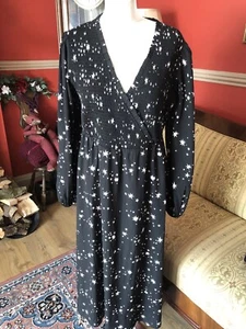 Glamorous Curve ASOS Midi Dress UK 18 Black White Stars Boho Long Occasion - Picture 1 of 6