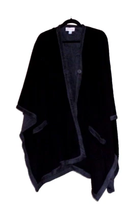 Stan Herman Black and Grey Plush Reversible Cozy Cuddler Wrap, NIP, RARE Retired - Image 1 of 4