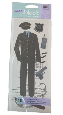 Policía~Uniforme~Esposas~Insignia~Tacto de Jolee's Dimensional Álbum de Recortes Pegatinas Foto 1 de 2