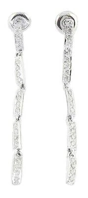 Juego de pavé de pendientes colgantes de diamantes naturales de 0,65 quilates SI1 G 14K de oro blanco Foto 1 de 4