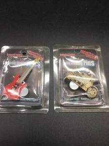 Set of 2 Flashin' Fashion Light Up Pins Motorcycle Guitar - Picture 1 of 4