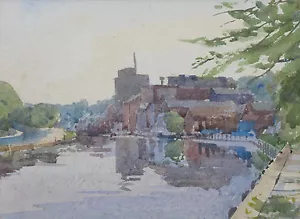 Vintage Norfolk Watercolour Reads Flour Mill 1979 - Picture 1 of 6