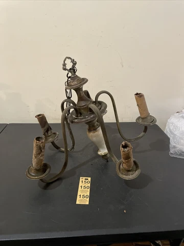 Antique Brass Porcelain Chandelier 5 Arm Ceiling Hanging Light For Restoration Cover