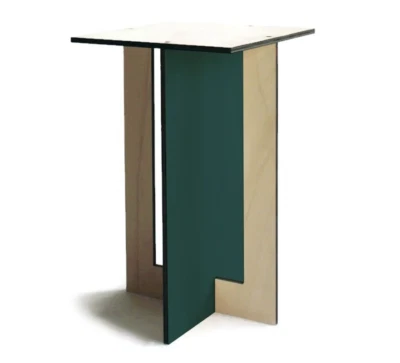 Contemporary Square Wood Side Table for Small Spaces - Inspired by Fibonacci - Image 1 of 4