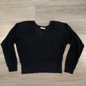 Rag & Bone Top Womens Small Black V Neck Stretch Long Sleeve Knit Relaxed Fit - Picture 1 of 8
