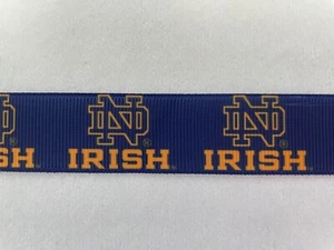 Notre Dame navy blue dark yellow Irish Grosgrain ribbon BTY 5/8" 7/8" - Picture 1 of 1