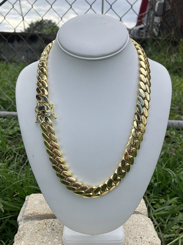 Cadena de eslabones Miami Cuban chapada en 10k joyería 15 mm Foto 1 de 4