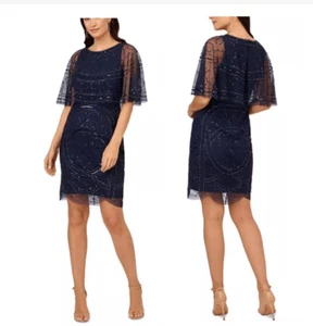 ADRIANNA PAPELL Women's Embellished Capelet Dress - Picture 1 of 9