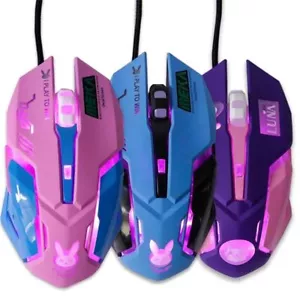 PC Computer 2400 DPI Pink USB Mute Mouse Silent Mouse Wired Mouse Gaming Mouse - Picture 1 of 12