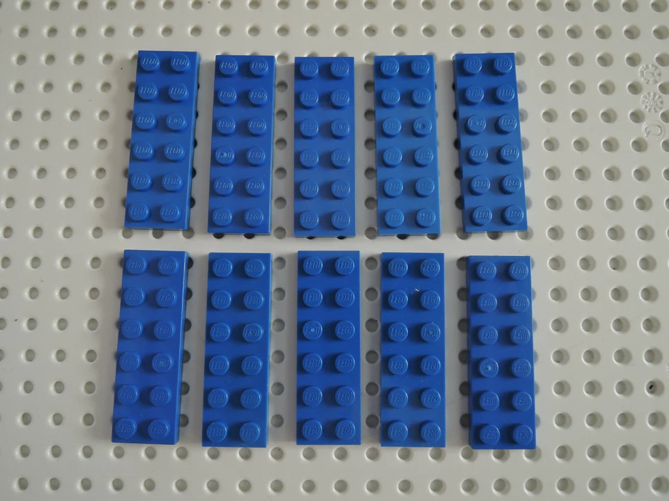Lego 10 x Platte Bauplatte flach 3795 blau  2x6 Noppen    - Bild 1 von 1