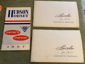Lincoln 1959 y Hudson Hornet 1957 (lote de tres) manuales del propietario originales - Imagen 1 de 6