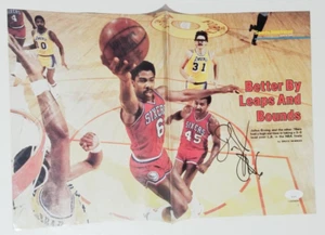 Julius Erving REAL hand SIGNED Sports Illustrated Mag Pinup Photo JSA COA Dr. J - Picture 1 of 7