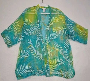Draper’s & Damon’s Seide/Rayon Burnout Kimono Überwurf Schal tropisches Blatt Einheitsgröße - Bild 1 von 6