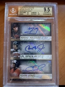 2016 Topps Tier One MACHADO / RIPKEN / JONES Autograph #d/10 BECKETT 9.5 GEM MT - Picture 1 of 2
