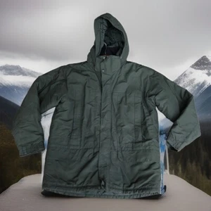 Vintage LL Bean Jacket Mens M Primaloft Green Puffer Parka Hooded Outdoors 90s - Picture 1 of 19