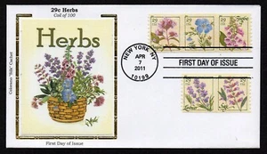 USA, SCOTT # 4513-4517, COLORANO SILK FDC COVER 2011 VARIOUS HERBS, PLANTS, COIL - Picture 1 of 1