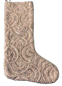 Medias de Navidad Tahari Home Luxury Rosa 22" Cuentas Lentejuelas Frontales Forradas Satinadas - Imagen 1 de 11