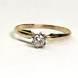 Oro giallo 14 carati 0,20 ct. Anello promessa fidanzamento solitario diamante misura 6,25  - Foto 1 di 21