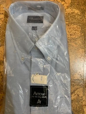 Nuevo en Paquete De Colección Arrow DOVER Azul Abotonado Oxford Camisa de Vestir Hombre Grande XXL 18 33 NUEVO Foto 1 de 4