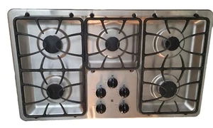 GE 36" Built-In Gas Cooktop 5 Burner JGP630SEKSS - Picture 1 of 16