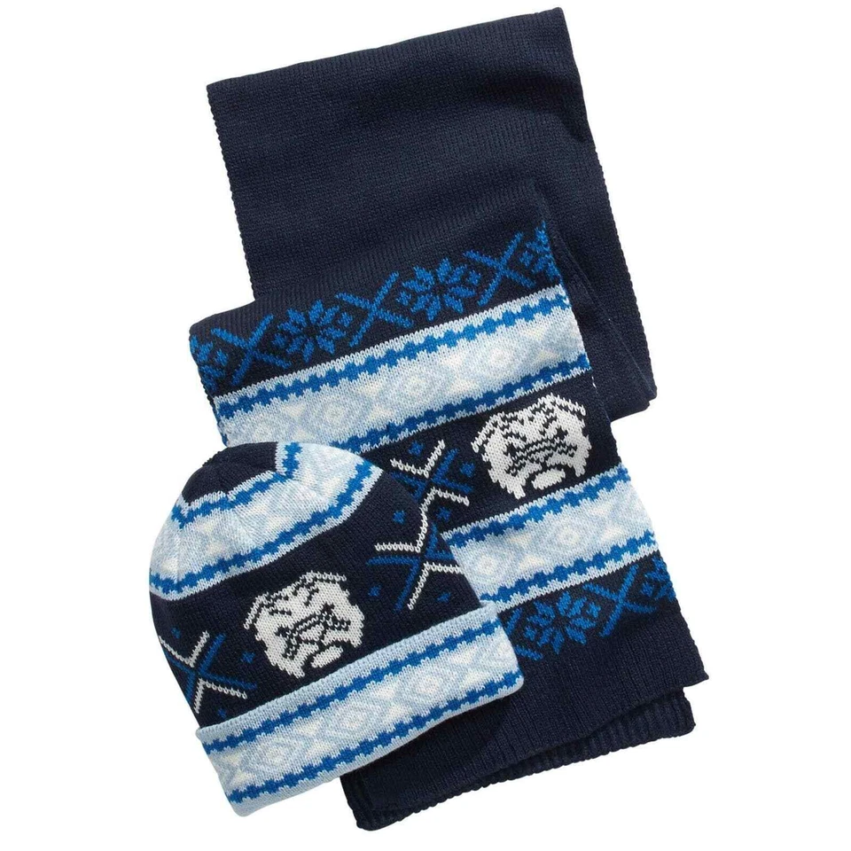 Club Room Men's Scarf Hat Set Navy Blue Bulldog Cozy Beanie Accessory 458