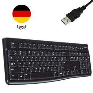 Logitech K 120 USB QWERTZ Tastatur PC Computer Keyboard Kabel Deutsch Schwarz - Bild 1 von 7