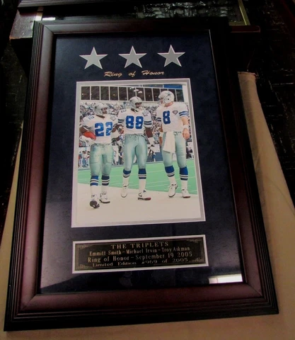 Dallas Cowboys 2005 Ring Of Honor 8x10 Photo Aikman/Smith/Irvin Framed & Matted Cover