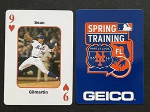 *SCARCE* SEAN GILMARTIN ~ 2016 NY Mets Spring Training Playing Card ~ 9 HEARTS - Picture 1 of 1
