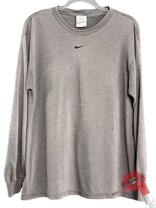 Vintage Nike Streetwear Shirt Herren Medium Langarm Center Swoosh Grau Y2K - Bild 1 von 14