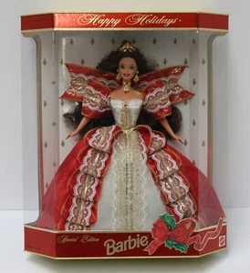 NUEVO DE COLECCIÓN 1997 Error de impresión Ojos Verdes Vacaciones Barbie Felices Fiestas Dorado Edición Especial. - Imagen 1 de 9