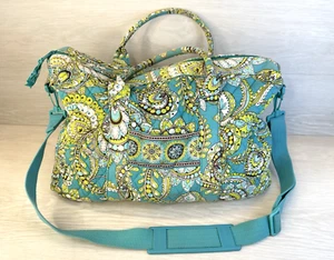 Vera Bradley Doppelhenkel Schultertasche groß Tasche Pfau grün geblümt - Bild 1 von 14