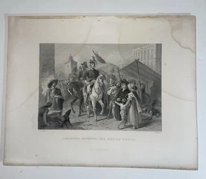 Vintage 19th Century Steel Engraving Gen Scott Entering The City Of Mexico - Picture 1 of 4