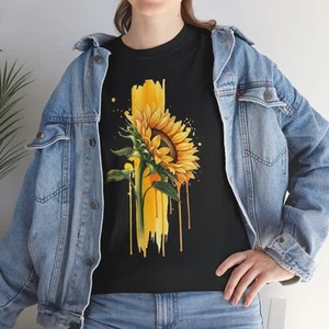 Sunflower Vibe Unisex Heavy Cotton Tee | Floral Graphic Tee, Summer Outfit. - Picture 1 of 17