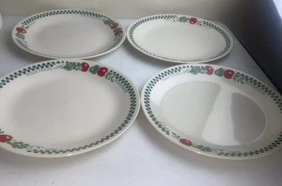 4Pc Corelle FARM FRESH Dinner Plates 10 1/4" Homemade Apples Green Check - Image 1 of 4