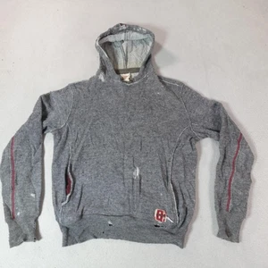 Diesel Hoodie Sweater Mens Large Gray Distressed Street Hip Hop Lined Hood Holes - Picture 1 of 20
