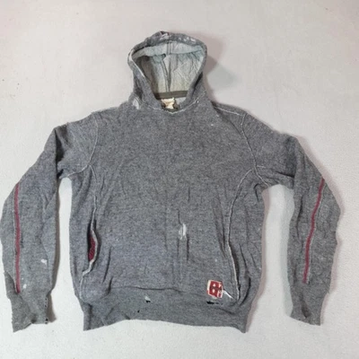 Diesel Hoodie Sweater Mens Large Gray Distressed Street Hip Hop Lined Hood Holes - Image 1 of 4