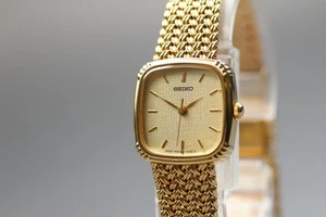 Vintage "Neuwertig" Seiko 2P21-5D20 Gold Dial Square Quartz Damenuhr aus Japan - Bild 1 von 11