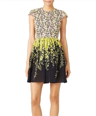 GIAMBATTISTA VALLI Encaje Seda Floral Negro Mini Vestido XS Foto 1 de 4