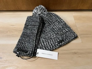 Rebecca Minkoff Women One Size Black Marled Beanie Armwarmer Set NWT - Picture 1 of 5