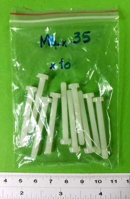 Viti Nylon M4 X 35 - Testa Cilindrica Taglio/Incrociato - Bianco Naturale - - Immagine 1 di 4