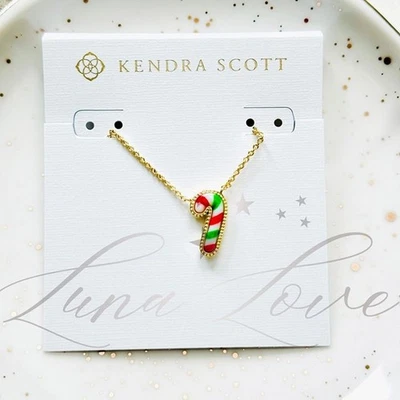 KENDRA SCOTT Bastón de Caramelo Oro Corto Colgante Collar Rojo Verde Mezcla Nuevo con Etiquetas Foto 1 de 3
