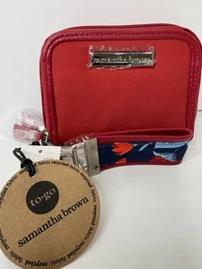 Portafoglio da viaggio compatto Samantha Brown To-Go RFID ROSSO floreale HSN nuovo con etichette - Foto 1 di 24