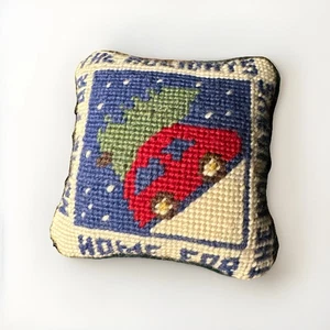 Two’s Company Needlepoint Mini Pillow Door Hanger Ornament Home For The Holidays - Picture 1 of 6