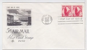 TurtlesTradingPost - 5 Cent Airmail Rate Eagle #C50 - 1958  Artcraft FDC - Pair - Picture 1 of 1