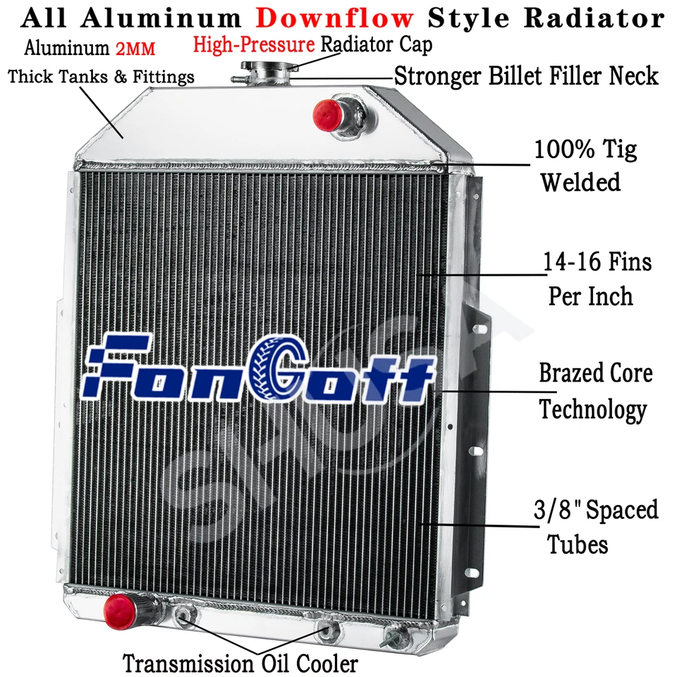 3 Row Aluminum Radiator Fit 1942-52 Ford F1 F2 F3/F4 Pickup Ford V8 Engine HOT! Foto 1 de 4