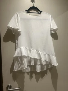 Zara White Pleat Detail Top, Size 10 - Picture 1 of 3