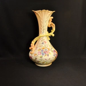 RW Rudolstadt Works Vase Swirl Handle 1904-1924 Multicolor HP Floral Gold Ivory - Picture 1 of 12