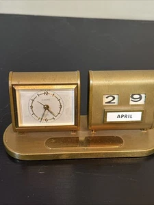 Reloj despertador calendario escritorio Europa años 50 latón funciona - Imagen 1 de 6